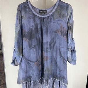 Flora Nikrooz Blue Floral Sheer Tunic